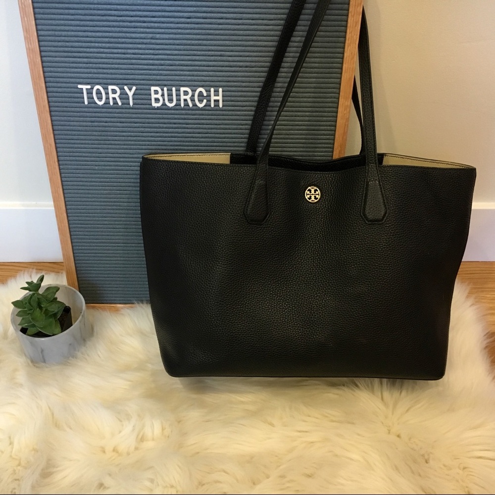 Tory Burch Black Leather Perry Tote 👜 Authentic